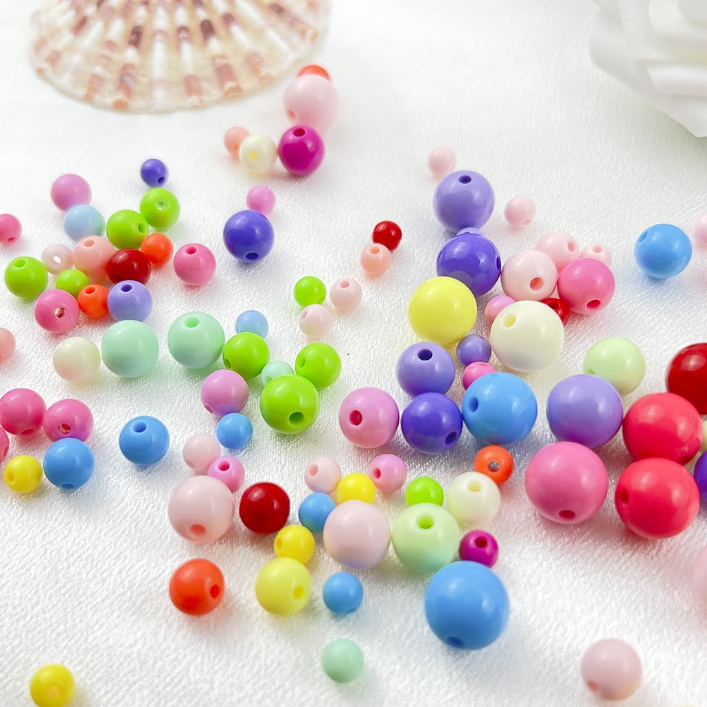Mulutoo 400Pieces 8MM Acrylic Round Beads Round Acrylic Balls Chunky Beads Smooth Spacer Plastic Pastel Beads Craft Beads for Necklace and Bracelet Making Crafting Supplies(189-sky Blue)