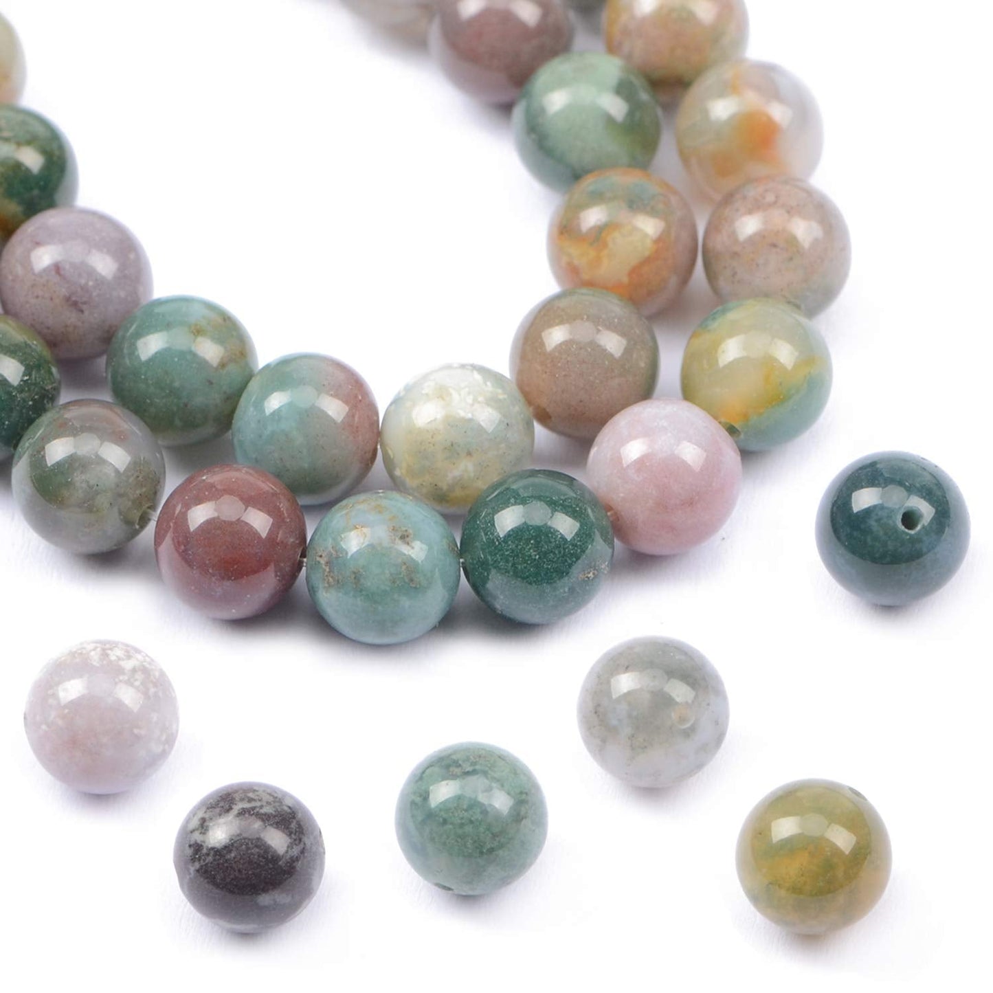 AD Beads Natural Gemstone Round Loose Beads 15" for Bracelet Necklace Earrings Jwelery Making Crafts DIY (4mm, Indian Agate)