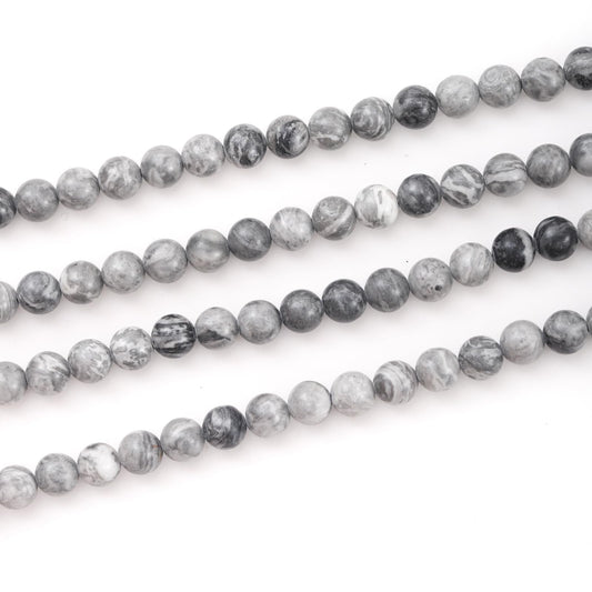 10mm 38pcs DIY Natural Map Stone Beads Round Healing Crystal Gemstone Loose Beads for Jewelry Making Handmade Bracelet Necklace