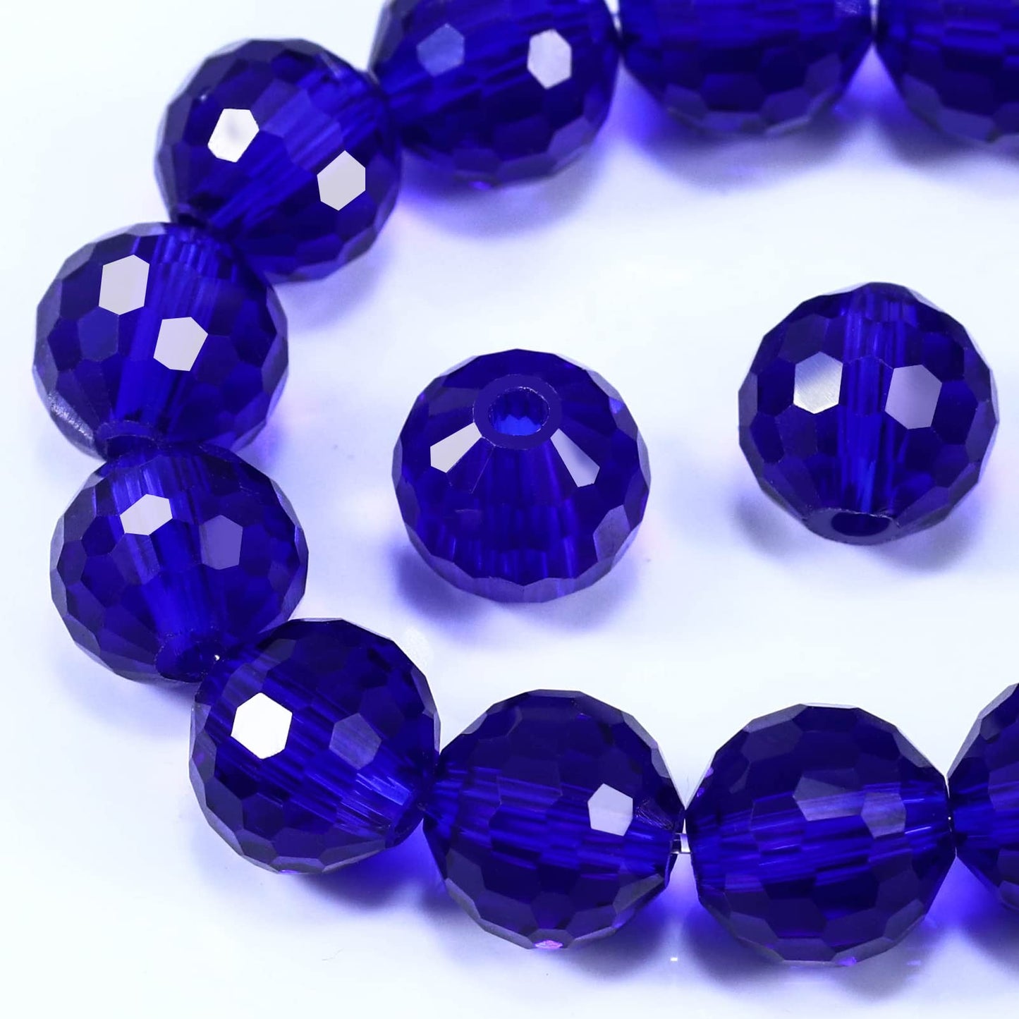 Dowarm 150PCS 6MM Round Crystal Glass Beads for Jewelry Making, Dark Blue Faceted Crystal Rondelle Spacer Beads for Crafts Bracelet Wind Chimes Suncatcher