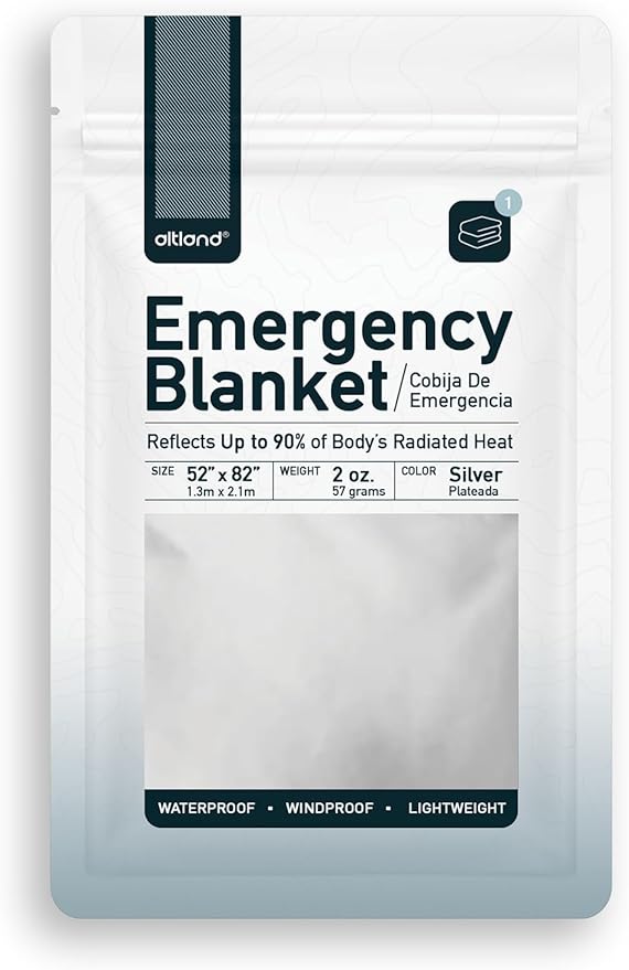 Altland 100 Pack of Emergency Blankets - Bulk Heat Reflective Blankets for Winter Survival Kits, Disaster Preparedness, Cold Weather Camping, and Homeless Care Packages