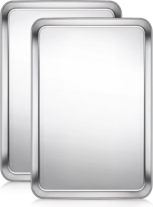 Terlulu Stainless Steel Baking Sheet Set - Nonstick Half Sheet Pan for Oven | 2-Piece, 17.3'' x 12.3'' x 1''