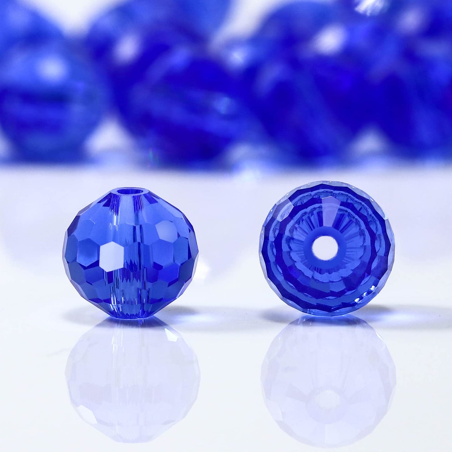 Dowarm 150PCS 6MM Round Crystal Glass Beads for Jewelry Making, Blue Faceted Crystal Rondelle Spacer Beads for Crafts Bracelet Wind Chimes Suncatcher