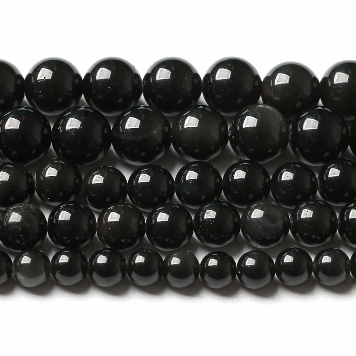 4MM 86PCS Natural Stone Black Obsidian Gemstone Loose Beads for Jewelry Making DIY Bracelet 1 Strand