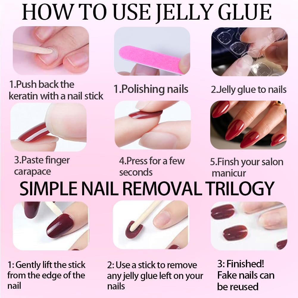 Hrnsnails Nails Press on, Short Almond Press On Nails Nude Fake Nails with Glod French Tip Summer Nails 3D Design, Acrylic Artificial False Nails Press Ons Stick On Nails for Women