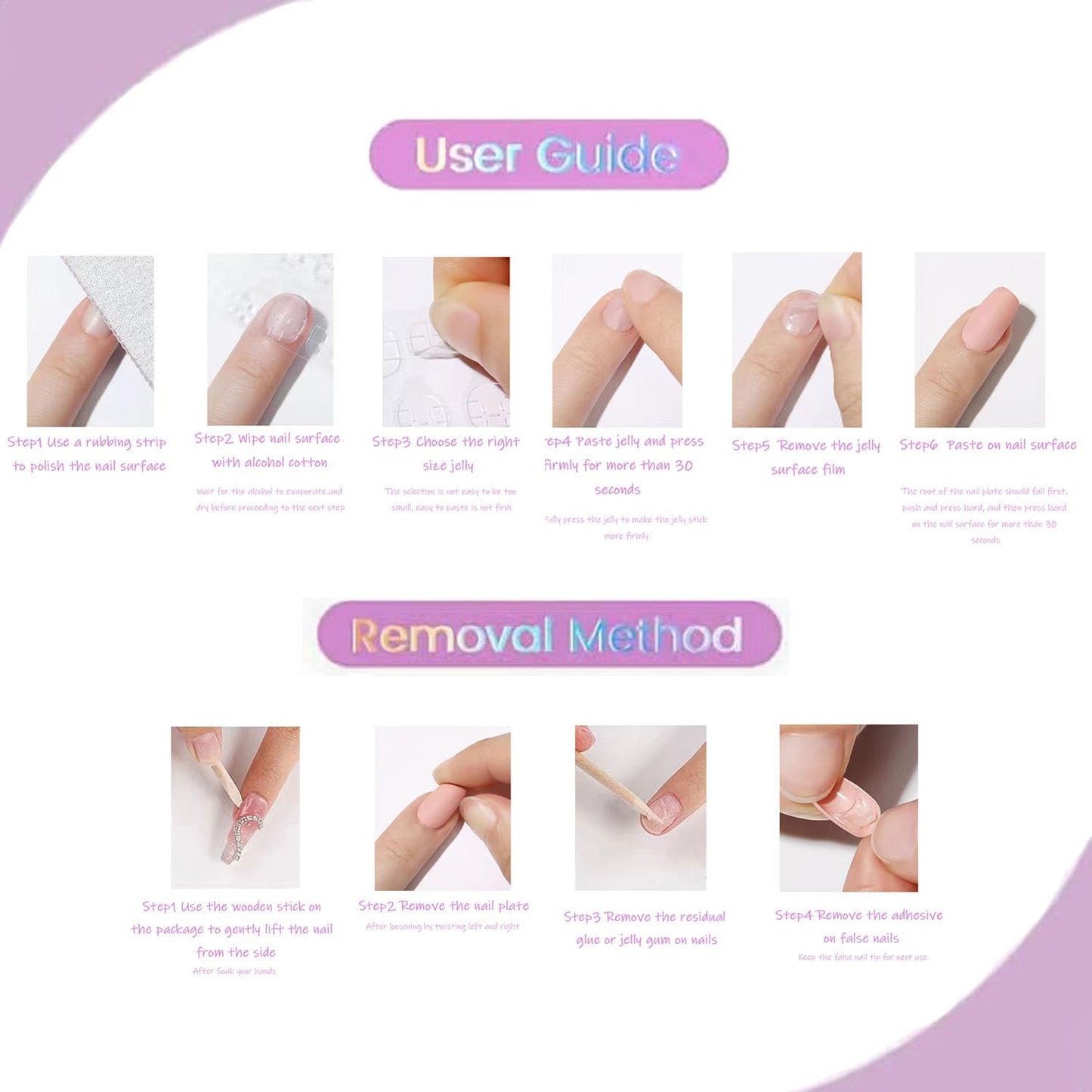 Purple Press on Nails Short Square MABKJLF Fake Nails False Nails with Designs Glitter Solid Colour Full Cover Glossy Glue on Nails Natural Nails Acrylic Nails for Women Girls 24 Pcs