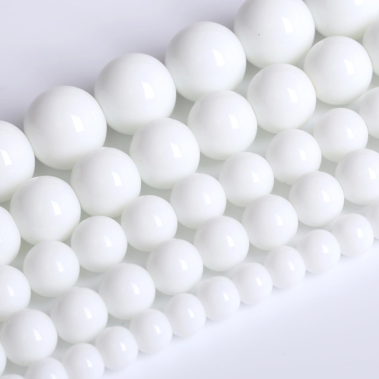 8MM Natural Stone White Porcelain Agate Beads Round Loose Stone Beads for Jewelry and Bracelets Making 90pcs 2 Strands 32"
