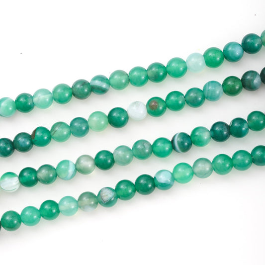 10mm 38pcs DIY Natural Green Striped Agate Stone Beads Round Healing Crystal Gemstone Loose Beads for Jewelry Making Handmade Bracelet Necklace