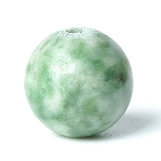 100Pcs Natural Stone 6mm Green Spot Stone Round Loose Gemstone Energy Healing Beads Hole Size 1mm DIY Smooth Beads for Bracelet Necklace Earrings Jewelry Making