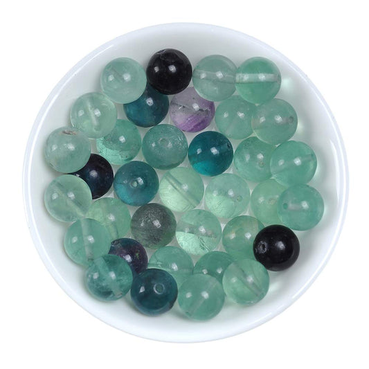 10mm Natural Fluorite Gemstone Round Loose Beads Crystal Stone Bracelet Necklace Accessories Crafts for Jewelry Making DIY,1 Strand 15"