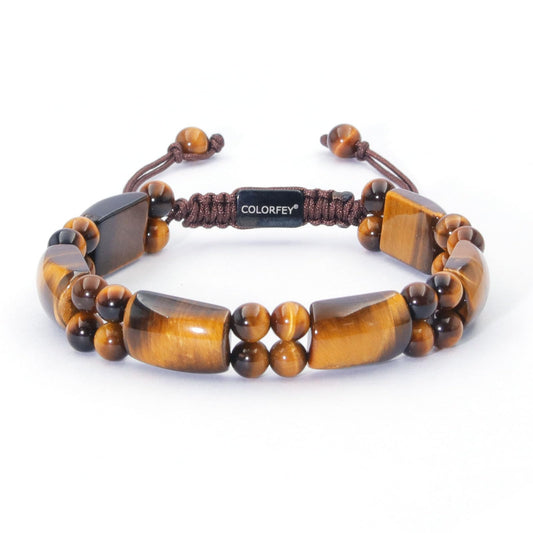 COLORFEY Mens Tiger Eye Crystal Bracelets Genuine Beaded Bracelet Premium Tiger Eye Stone Bracelets for Men Natural Gemstone Bracelet, Handmade Energy Stone Jewelry for Him Ultimate Protection