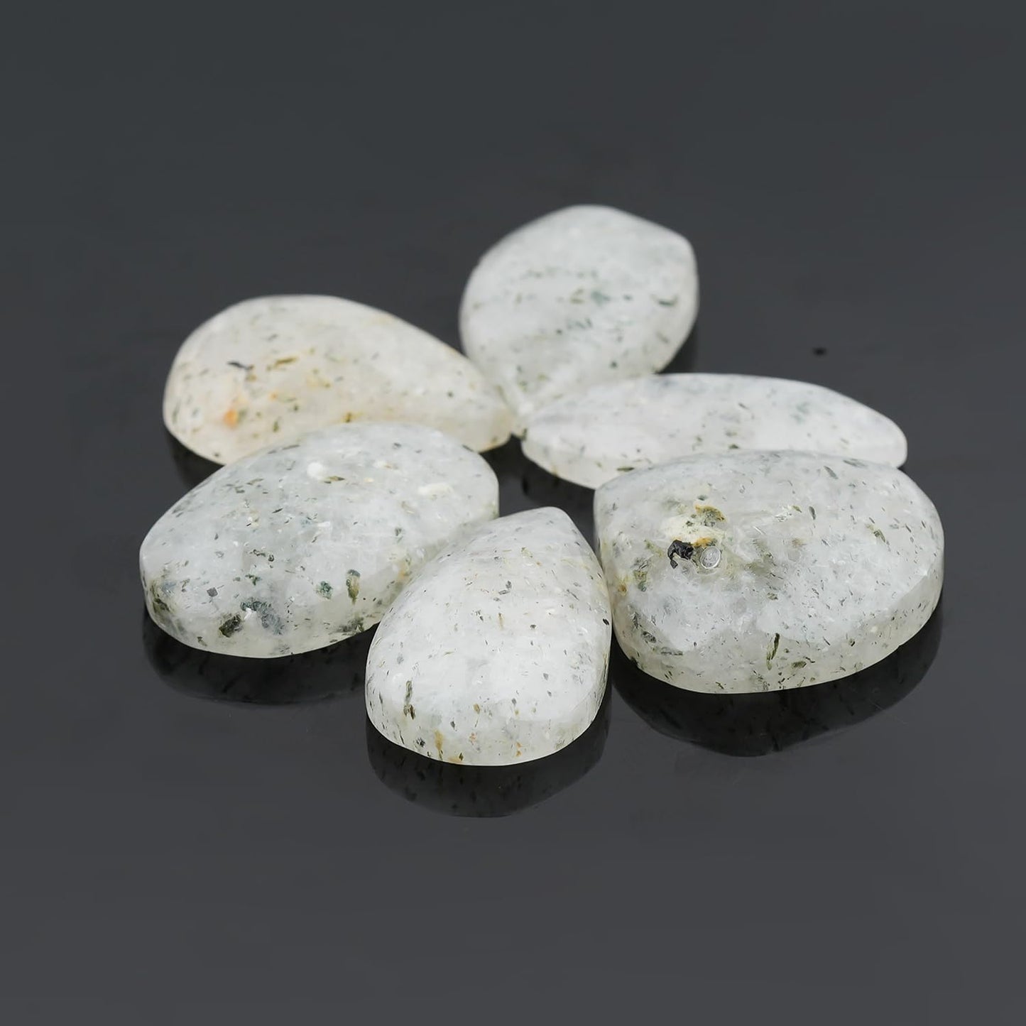 ColouredRocks (6pcs.) DOTTED QUARTZ, Natural Cabochon Crystals, Loose Gemstone, Wholesale Polished Supply, Jewelry Making, DIY Craft, Gem Collection (18-25 mm size)