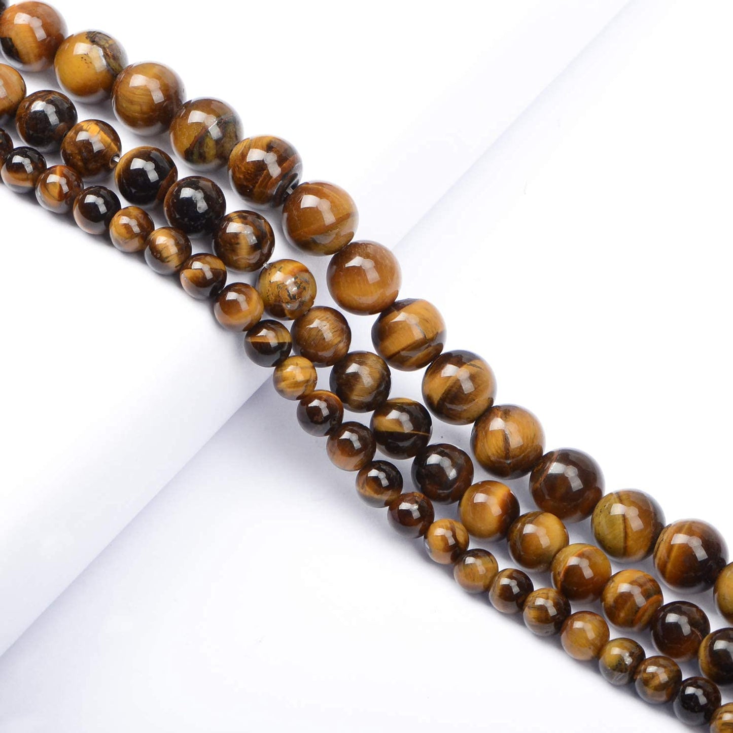 AD Beads Natural Gemstone Round Loose Beads 15" for Bracelet Necklace Earrings Jwelery Making Crafts DIY (4mm, Yellow Tiger Eye)