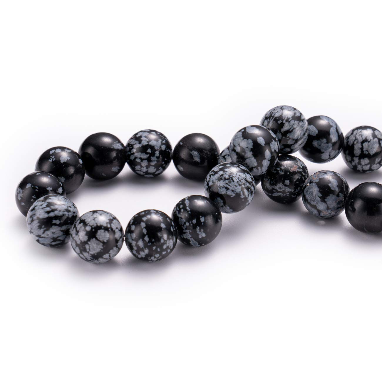BEADIA Natural Snowflake Obsidian Stone Round Loose Semi Gemstone Beads for Jewelry Making 8MM 44PCS