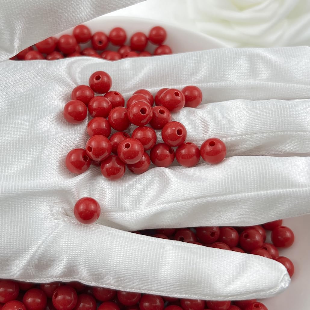 Mulutoo 1000Pieces 6MM Acrylic Round Beads Round Acrylic Balls Chunky Beads Smooth Spacer Plastic Pastel Beads Craft Beads for Necklace and Bracelet Making Crafting Supplies(184-bright red)