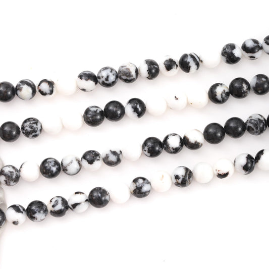 10mm 38pcs DIY Natural Black White Zebra Stone Beads Round Healing Crystal Gemstone Loose Beads for Jewelry Making Handmade Bracelet Necklace