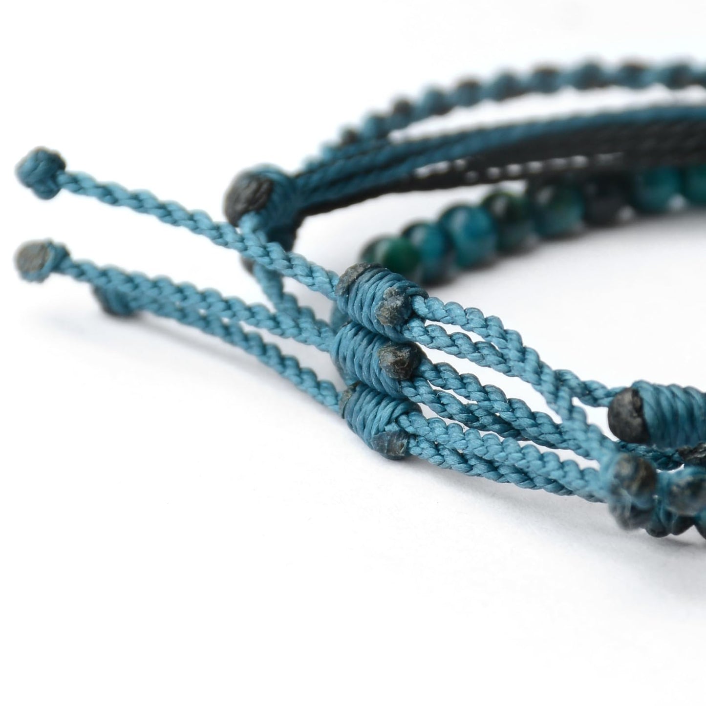 Handmade Natural Stone Beaded Healing Bracelet Gift for Men Adjustable Rope String Bracelet (Tiger Eye（Cyan）, Adjustable)
