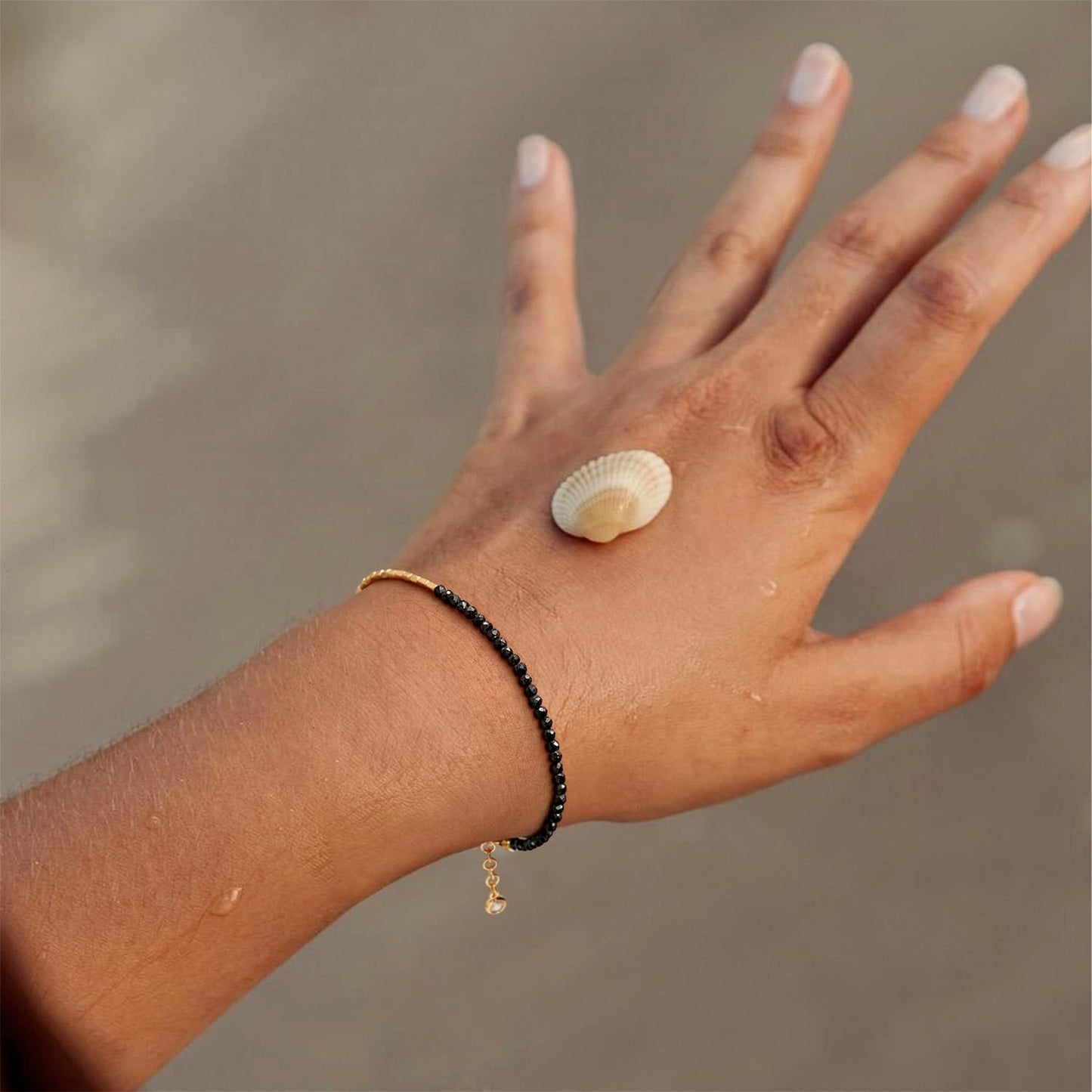 MYEARS Women Beaded Bracelet Gold Gemstone Spinel 14K Simple Dainty Handmade Chain Everyday Boho Beach Jewelry