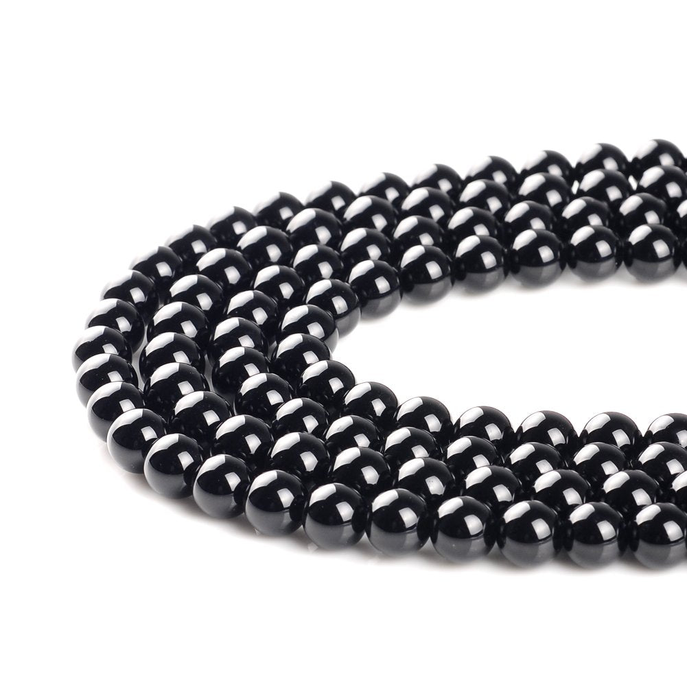 Natural Stone Beads 8mm Black Onyx Agate Gemstone Round Loose Beads Crystal Energy Stone Healing Power for Jewelry Making DIY,1 Strand 15"