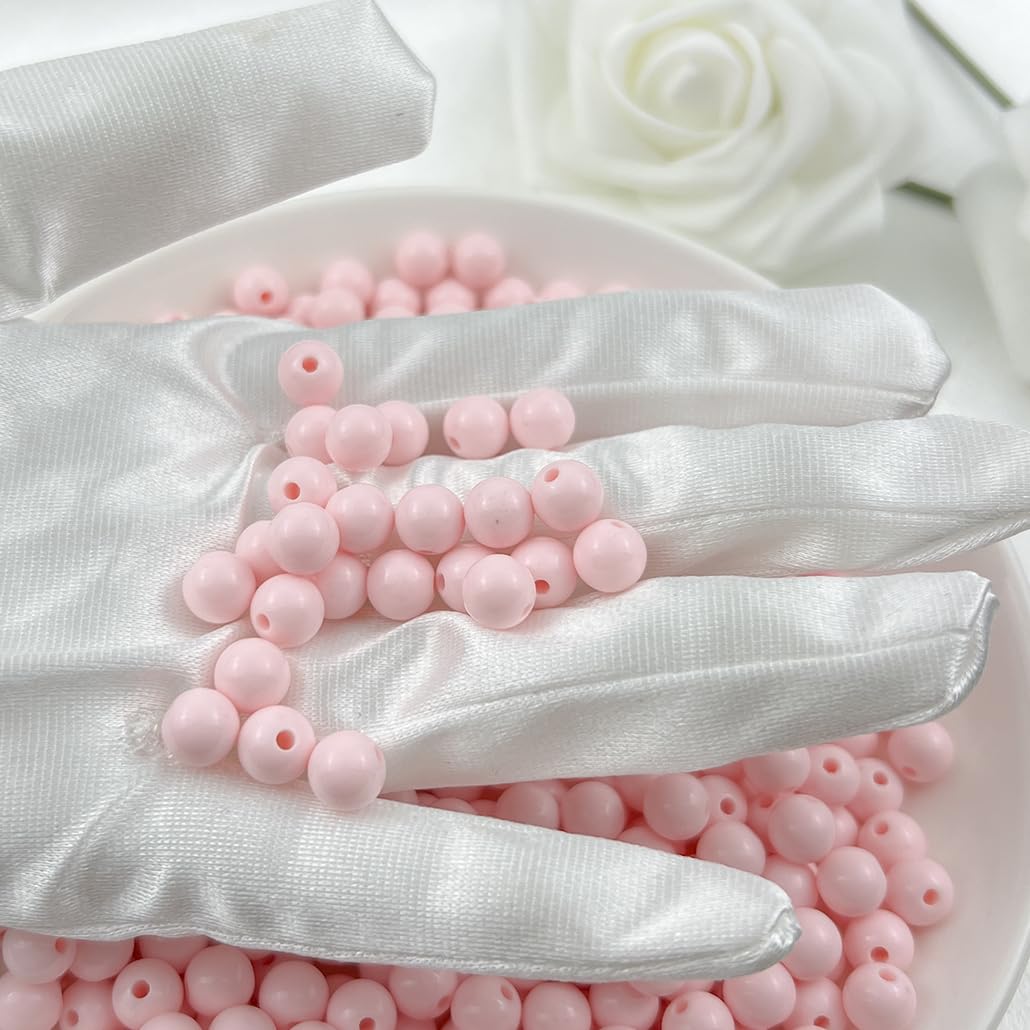 Mulutoo 120Pieces 12MM Acrylic Round Beads Round Acrylic Balls Chunky Beads Smooth Spacer Plastic Pastel Beads Craft Beads for Necklace and Bracelet Making Crafting Supplies(178-light Pink)