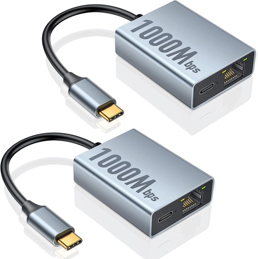 ZEXMTE 1000Mbps RJ45 HD/4K, 2 Pack Ethernet Adapter for Chromecast with Google TV, USB C to Gigabit Ethernet Adapter