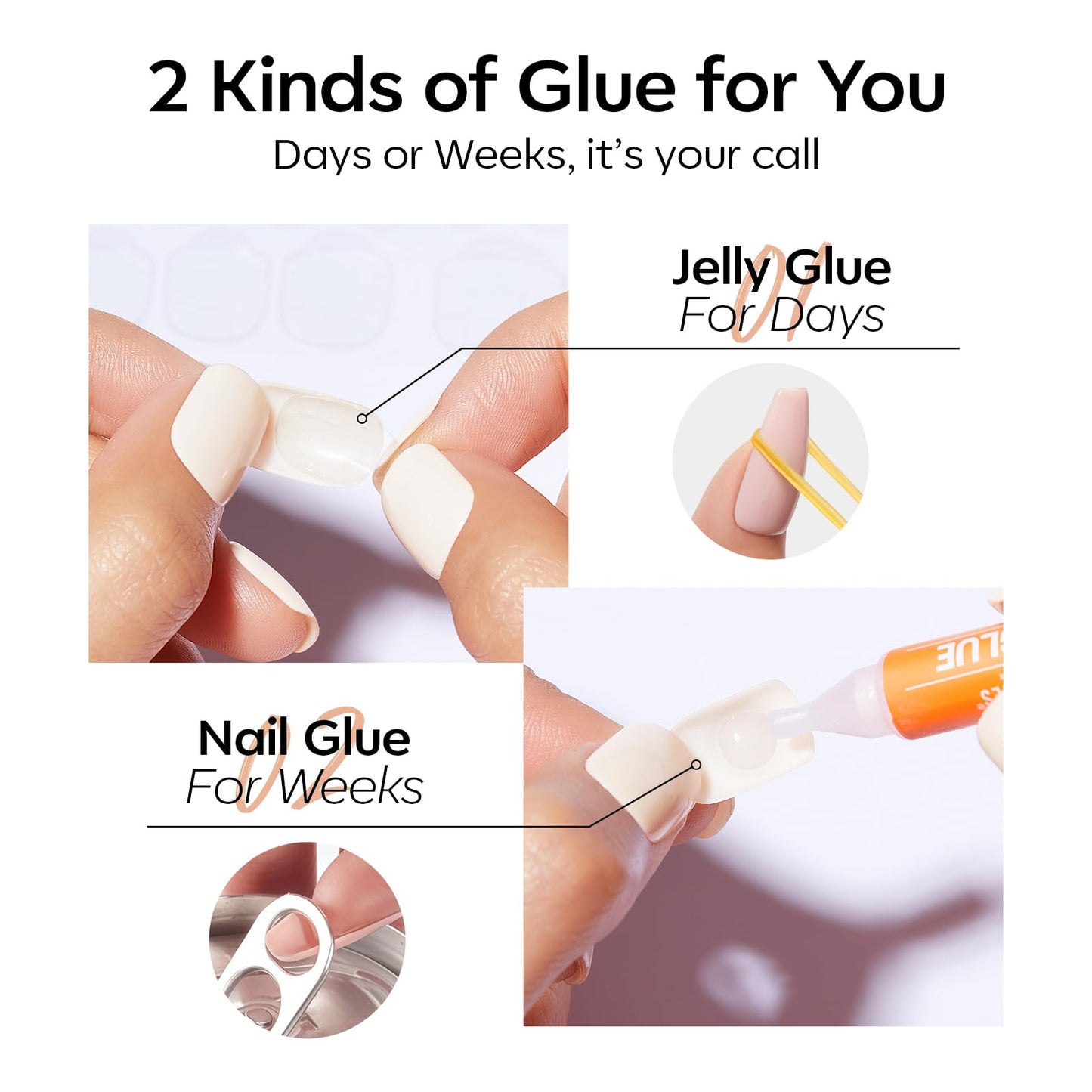 Modelones Brown Press on Nails Almond, Short Fake Nails, Reusable Nail Kit with Nail Glue Adhesive Tabs Mini Nail File, Nails Press Ons 32Pcs 16 Sizes, Women Girl Gift, Amber