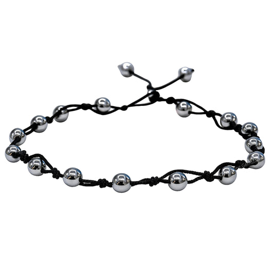 Amazing Gemstone Silver Hematite Anklet Ankle Bracelets for Women - Waterproof Beaded Healing Crystal Anklets, Plus Size Chakra Gemstone Bead Anklet (Stretchy Adjustable - Hand Knotted)