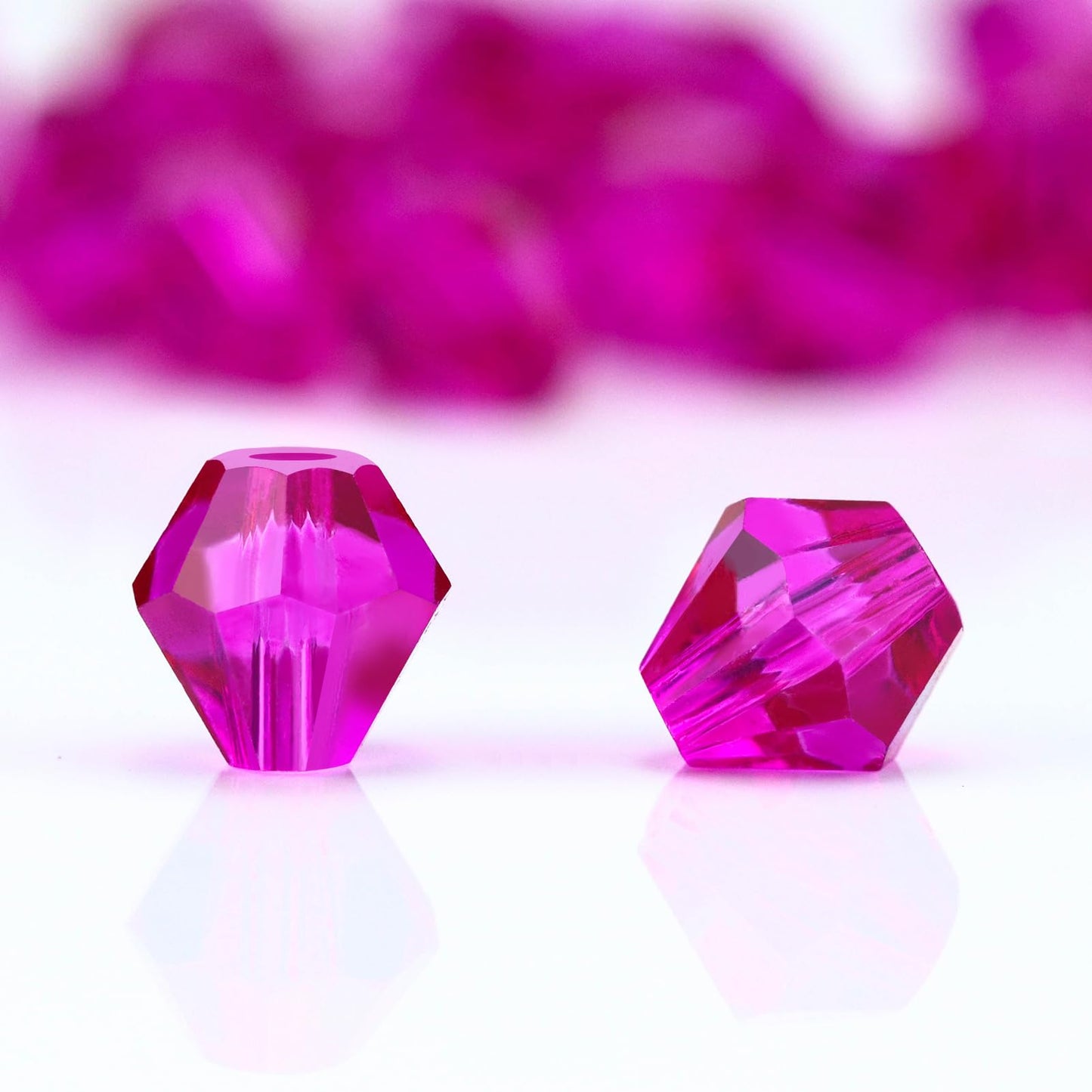Dowarm 100PCS 8MM Crystal Bicone Beads for Crafts, Jewelry Making, DIY Bracelet, Necklace, Dolls, Wine Charms, Wind Chimes, Suncatchers, Bulk Faceted Loose Glass Beads, Rose