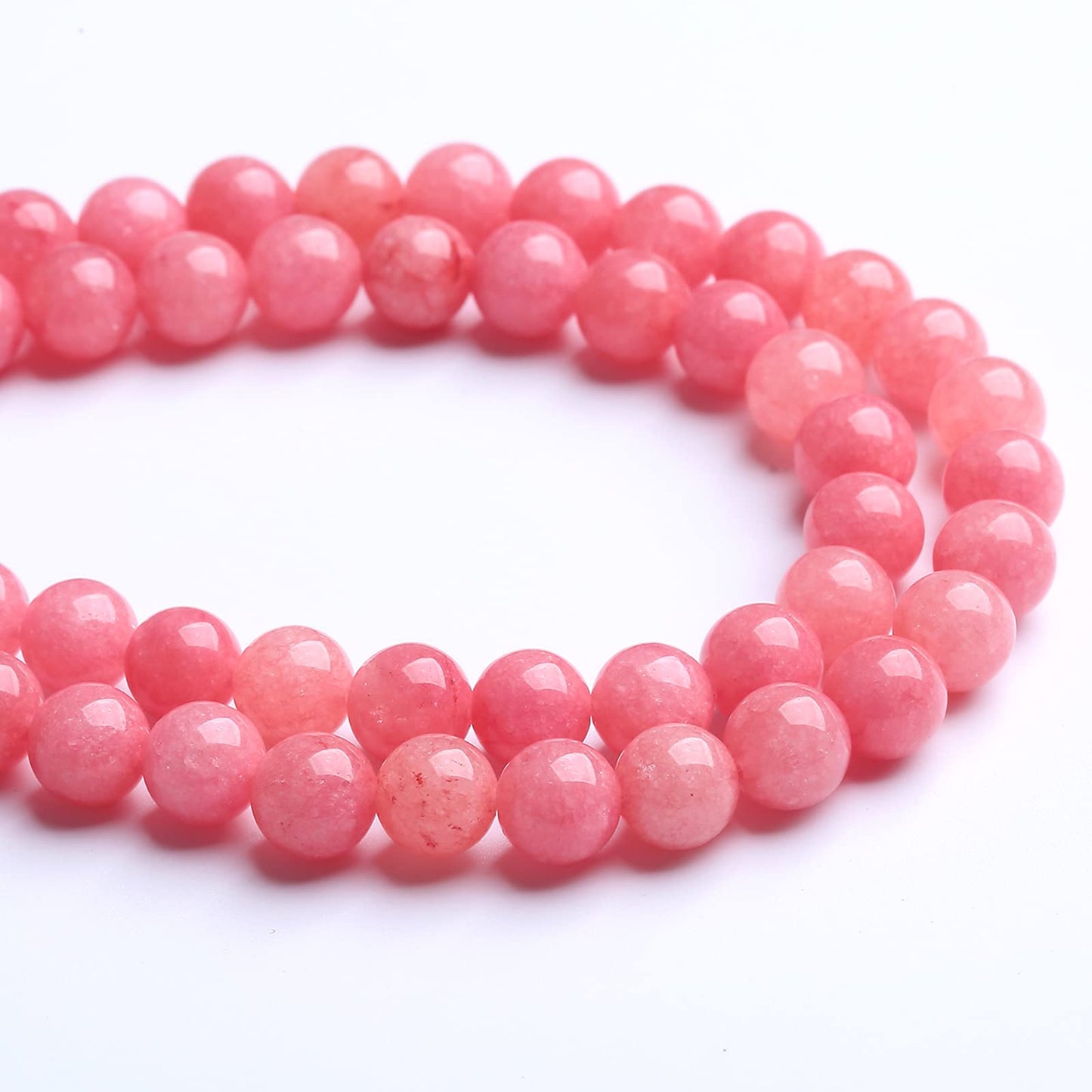 90PCS 8MM Natural Stone Pink Jade Beads Rhodochrosite Chalcedony Beads for Jewelry Making DIY Bracelet 2 Strands