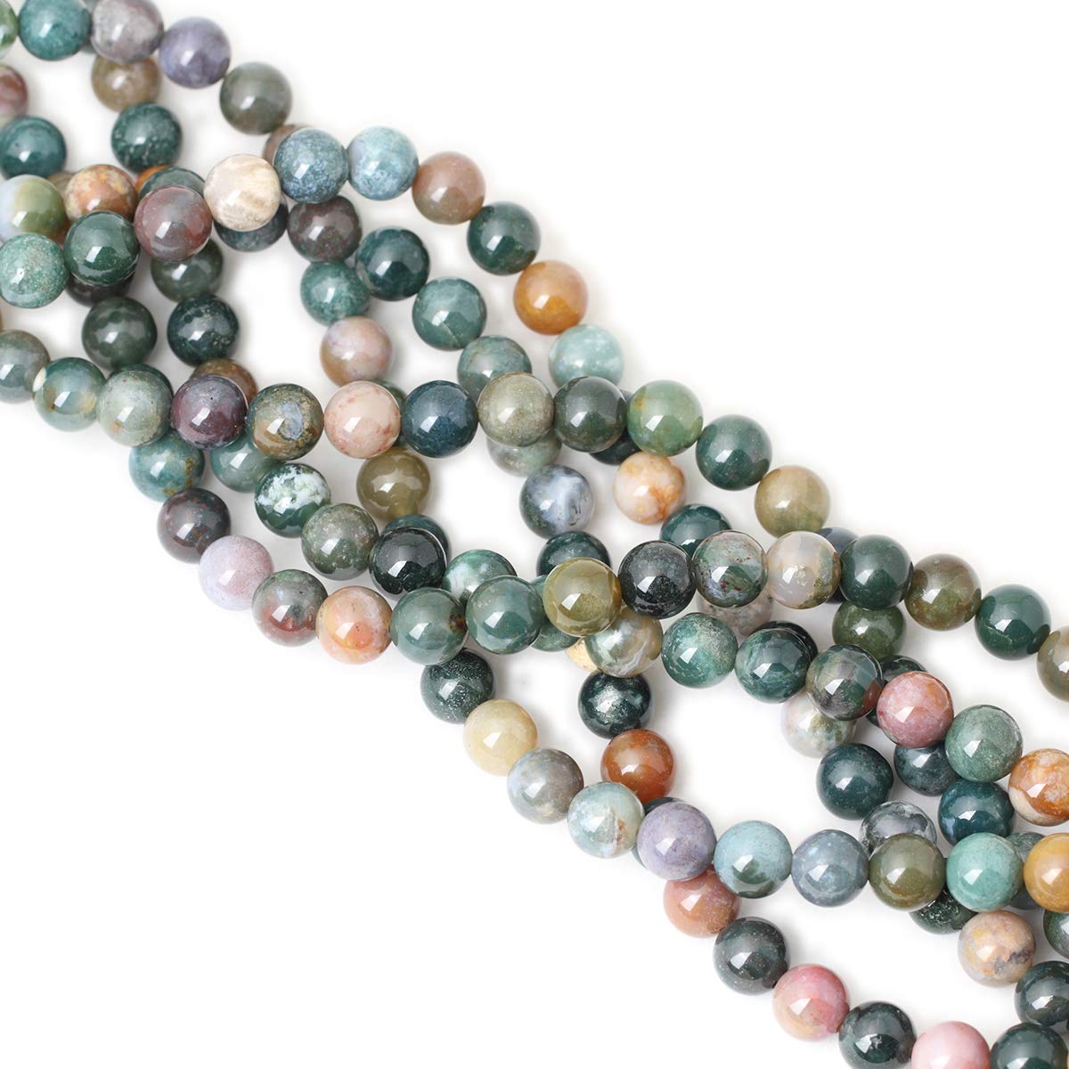 CHEAVIAN 35PCS 10mm Natural Indian Agate Gemstone Round Loose Beads for Jewelry Making DIY 1 Strand 15"