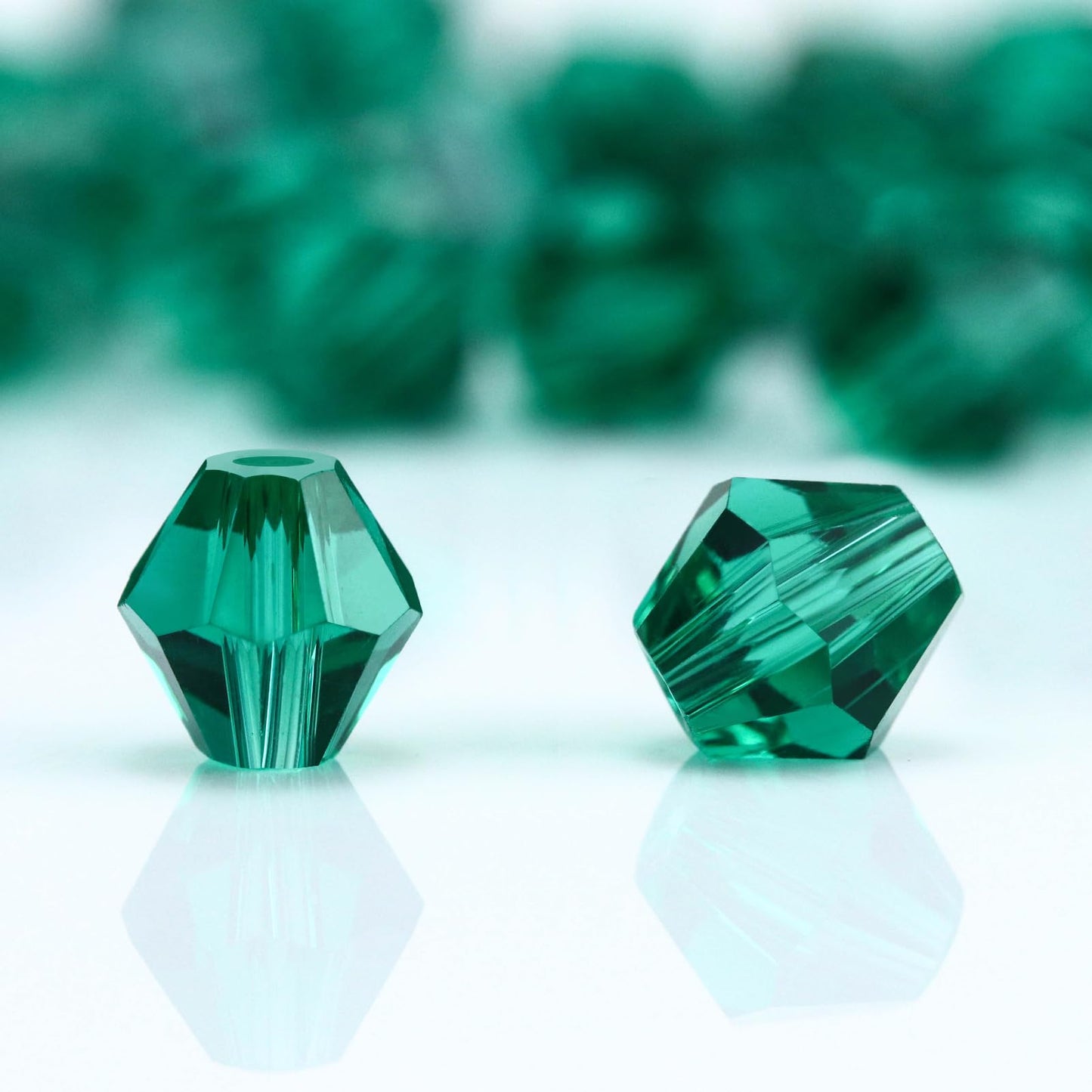 Dowarm 100PCS 8MM Crystal Bicone Beads for Crafts, Jewelry Making, DIY Bracelet, Necklace, Dolls, Wine Charms, Wind Chimes, Suncatchers, Bulk Faceted Loose Glass Beads, Peacock Green
