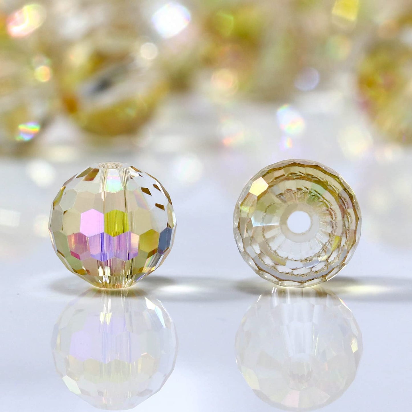 Dowarm 100PCS 8MM Crystal Glass Beads for Jewelry Making, Faceted Crystal Beads for Crafts Bracelet Wind Chimes Suncatcher, #5003 Rondelle Spacer Beads, Loose Gemstones, Purple Champagne