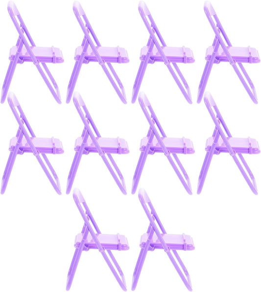 Beaupretty 10 Pack Creative Purple Foldable Chair-Shaped Phone Stands - for Home & Office