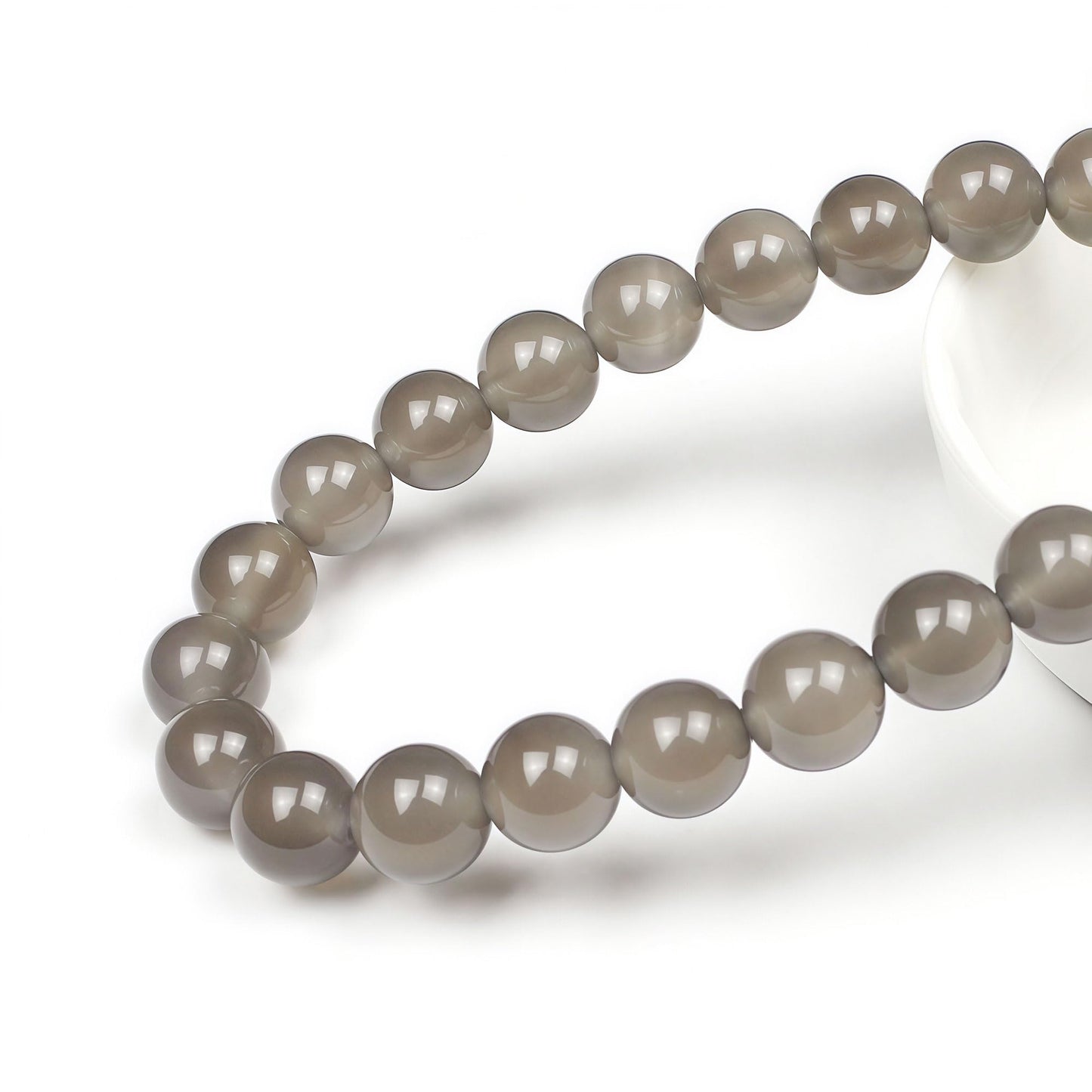 MJDCB 7A Natural Grey Agate Gemstone Round Stone Beads for Jewelry Making DIY Bracelet Necklace (12mm)