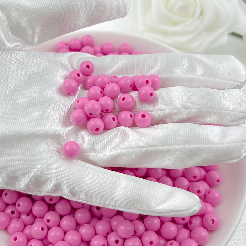 Mulutoo 200Pieces 10MM Acrylic Round Beads Round Acrylic Balls Chunky Beads Smooth Spacer Plastic Pastel Beads Craft Beads for Necklace and Bracelet Making Crafting Supplies(181-light Rose red)