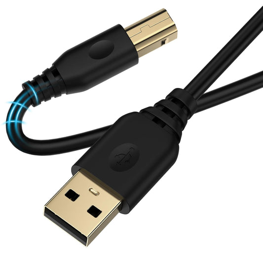 10FT USB Printer Cable,USB A to USB B Scanner Cable Printer Cord USB Type B High Speed printer cable Long MIDI CABLE
