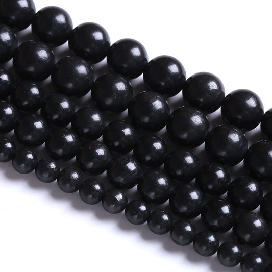 75PCS 10MM Natural Stone Shungite Beads Crystal Loose Beads for Jewelry Making DIY Bracelet