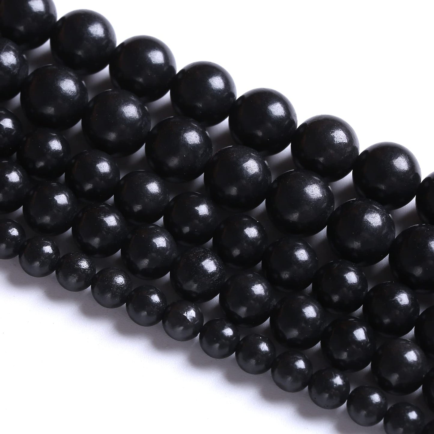 10MM 38PCS Natural Stone Shungite Beads Crystal Loose Beads for Jewelry Making DIY Bracelet