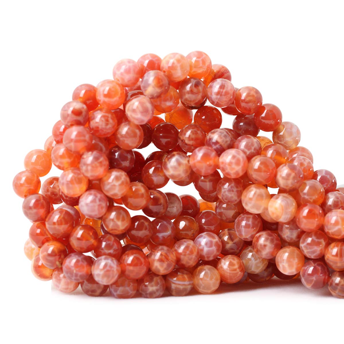 CHEAVIAN 45PCS 8mm Natural Red Dragon Vein Agate Round Loose Beads for Jewelry Making 1 Strand 15 inch