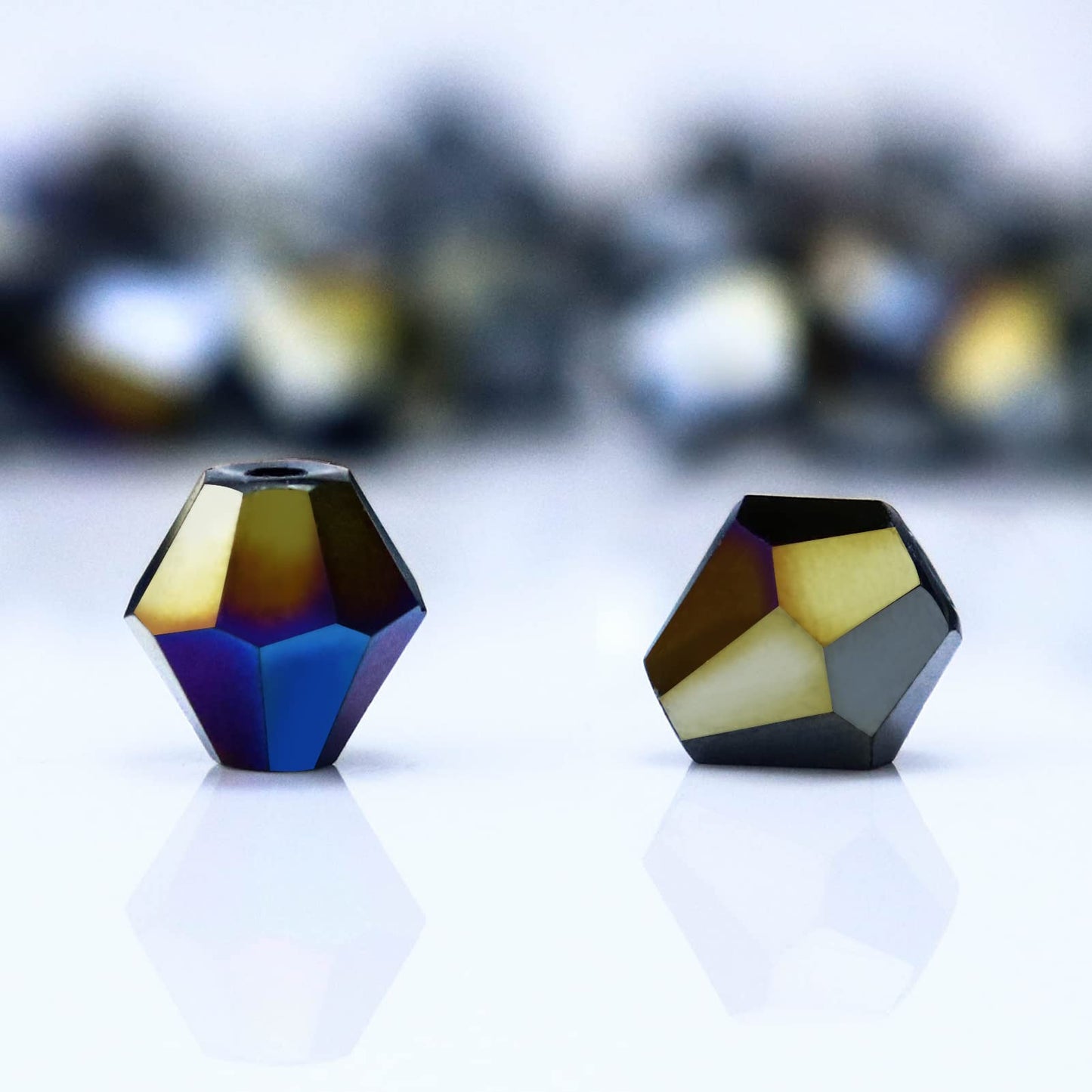 Dowarm 1000PCS 4MM Crystal Bicone Beads, Black AB Bicone Glass Beads for Jewelry Making, Crafts, Bracelet, Necklace, Suncatchers, Faceted Beads