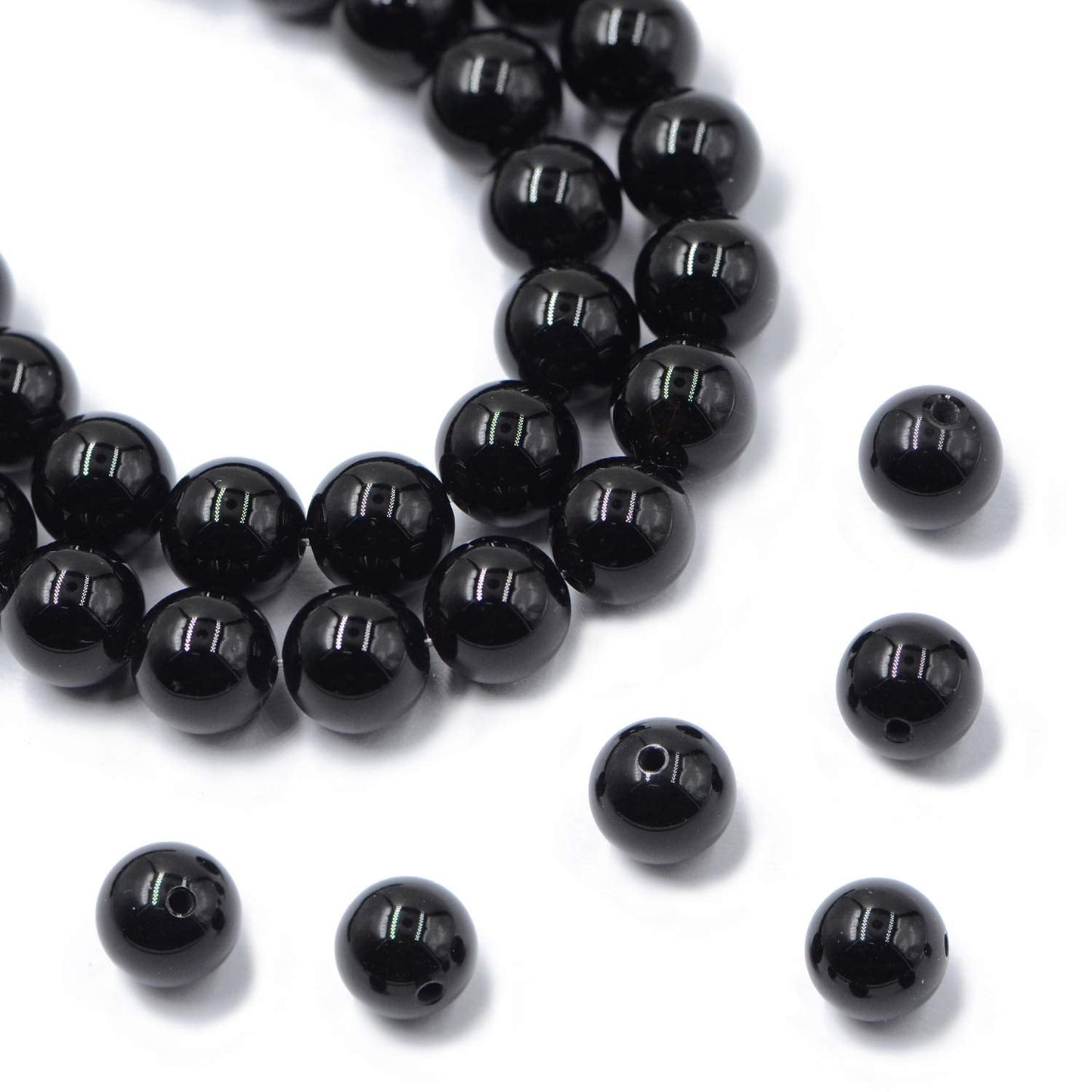 AD Beads Natural Gemstone Round Loose Beads 15" for Bracelet Necklace Earrings Jwelery Making Crafts DIY (10mm, Black Onyx)