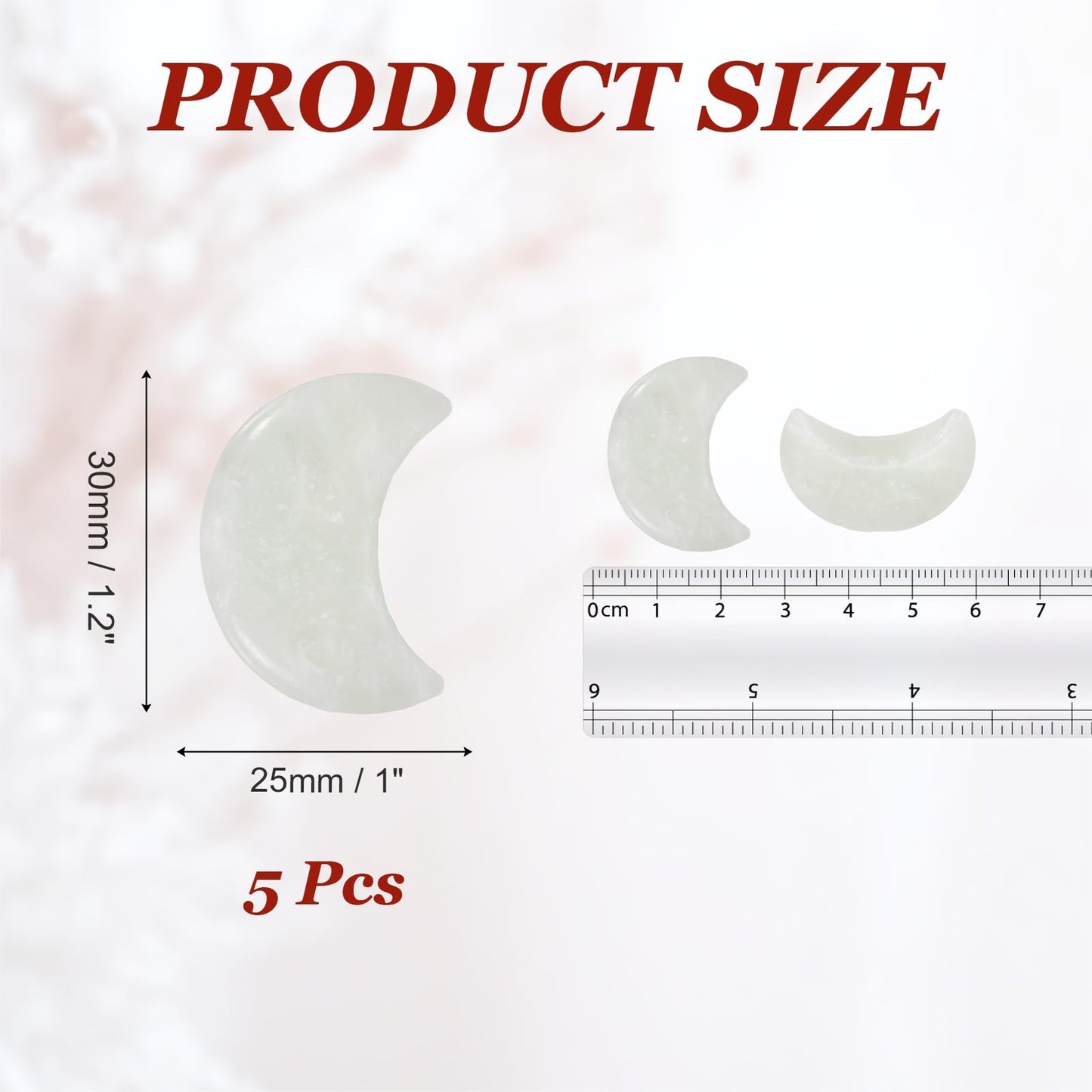 MECCANIXITY 5 Pcs Moon Crystal Worry Stone, 1.2 Inch Length Natural Serpentine Jade Moon Gemstone Bulk, Carved Pocket Stones for Meditation Balancing Pendant Decor