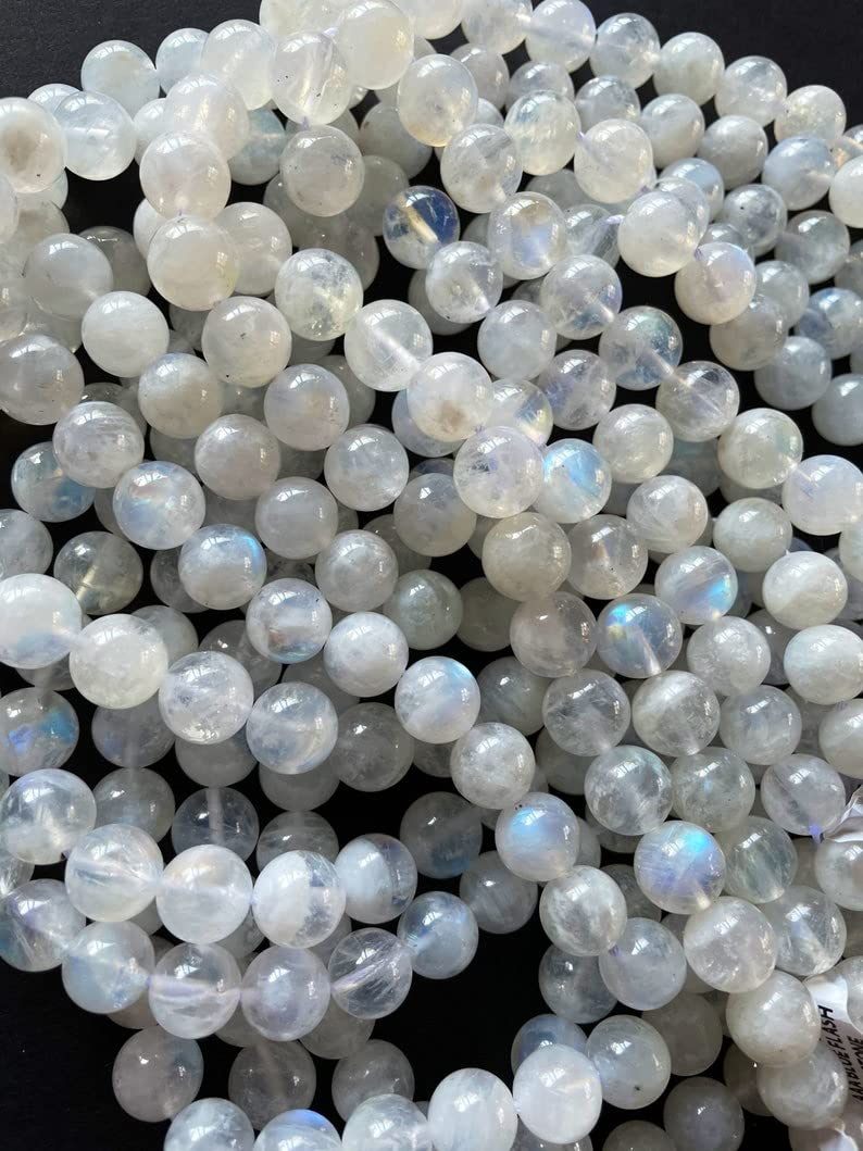 Natural White Moonstone Gemstone Round Loose Beads in 15.5" Strand (6mm)