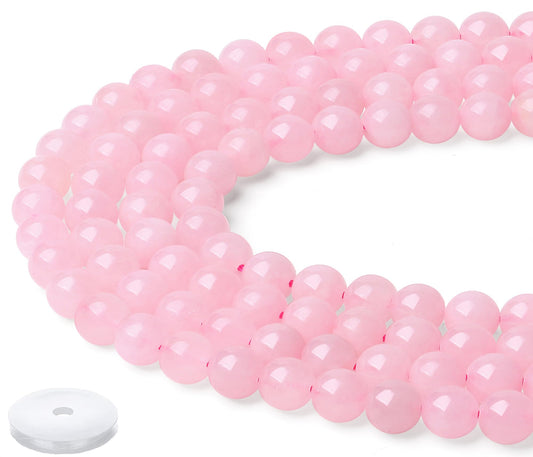 NUKAYAI Natural Rose Quartz Beads 100Pcs 8mm Pink Crystal Beads Loose DIY Round Stone Bead for Bracelet Necklace Earrings Making
