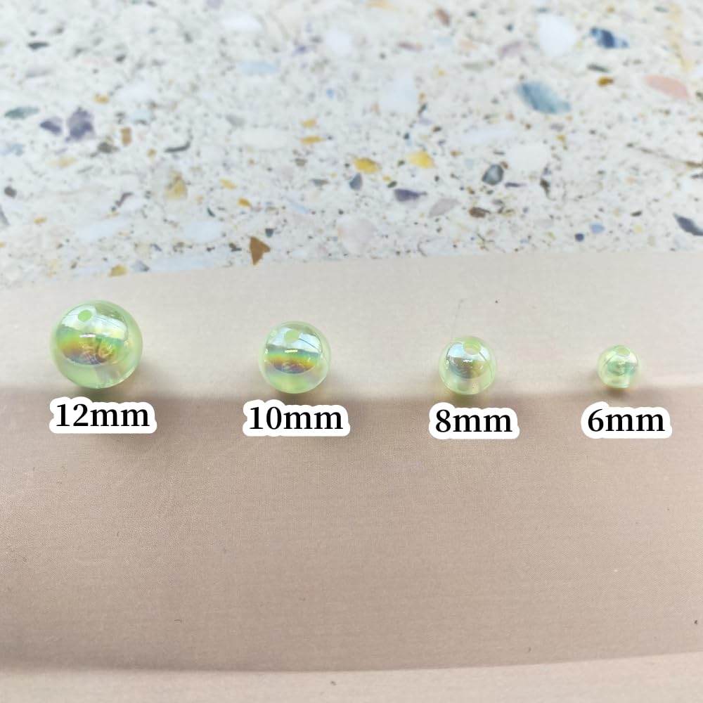 400pcs Acrylic Round Beads 8mm AB Colors Craft Beads Round Spacer Beads with Holes for Earring Bracelet Necklace Key Chains Jewelry Making(Light Green AB)