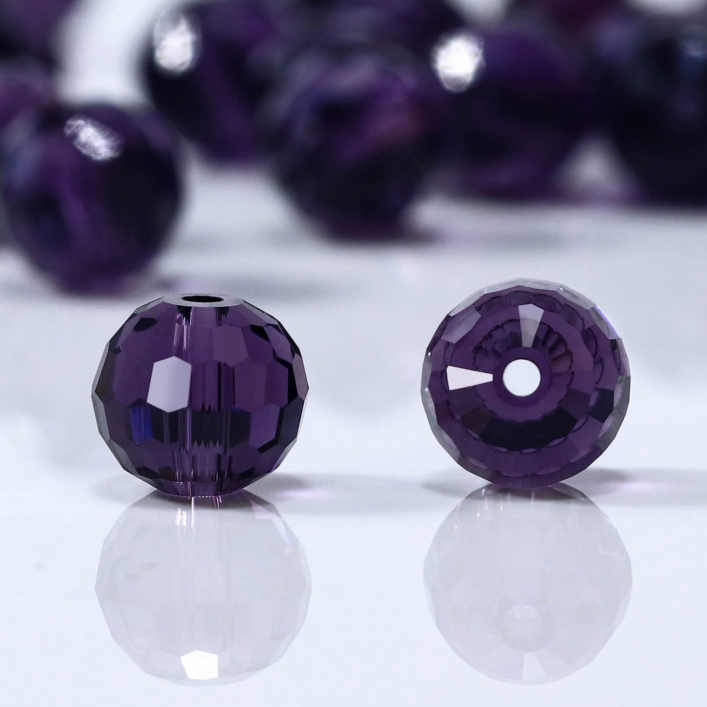 Dowarm 150pcs 6MM Round Crystal Glass Beads for Jewelry Making, Tanzanite Faceted Crystal Rondelle Spacer Beads, Loose Gemstones