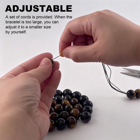 Ruishupin Natural obsidian bracelet,Tigers eye black obsidian 8/10/12/13mm beads bracelet for men and women, Jewelry Healing elasticized Bracelets Bring Luck and happyness Prosperity.Mom/Dad/Wife/Employee gift