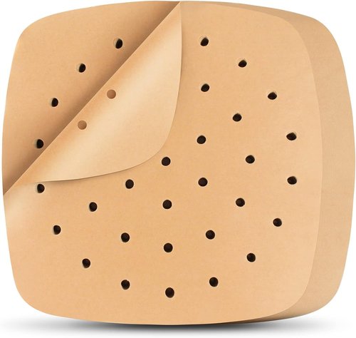 HOFHTD Air Fryer Liners - 200 Pcs Perforated Parchment Paper Sheets, 8.5 Inch for Baking & Steaming