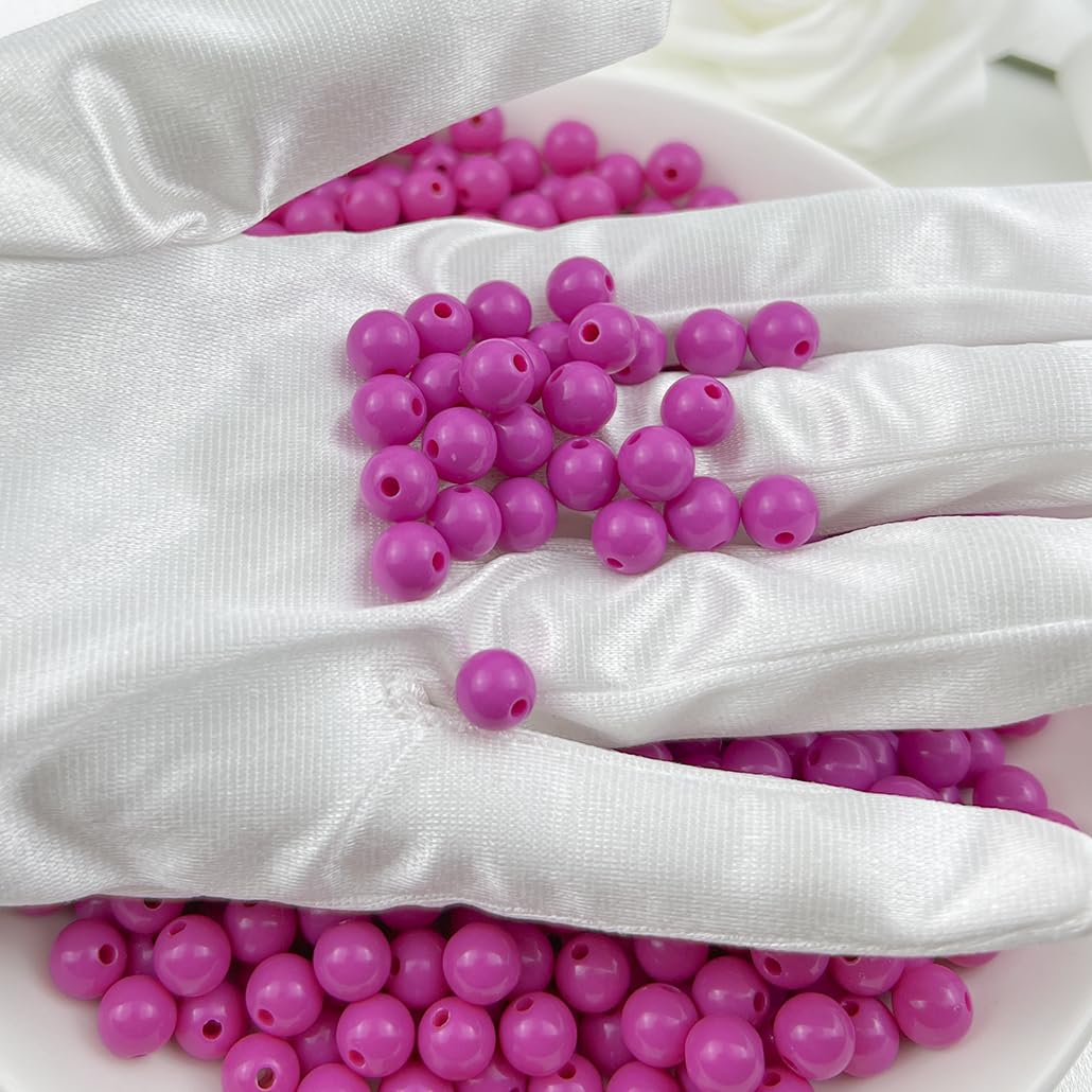 Mulutoo 1000Pieces 6MM Acrylic Round Beads Round Acrylic Balls Chunky Beads Smooth Spacer Plastic Pastel Beads Craft Beads for Necklace and Bracelet Making Crafting Supplies(183-deep Rose red)