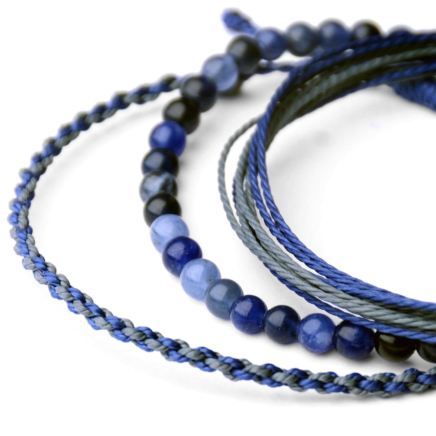 Handmade Natural Stone Beaded Healing Bracelet Gift for Men Adjustable Rope String Bracelet (Sodalite/Dark Blue, Adjustable)